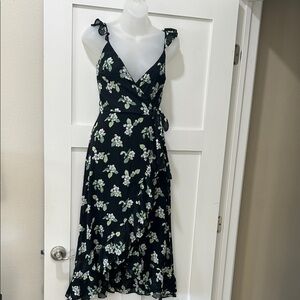 Francesca's Collections Black Floral Asymmetrical Dress